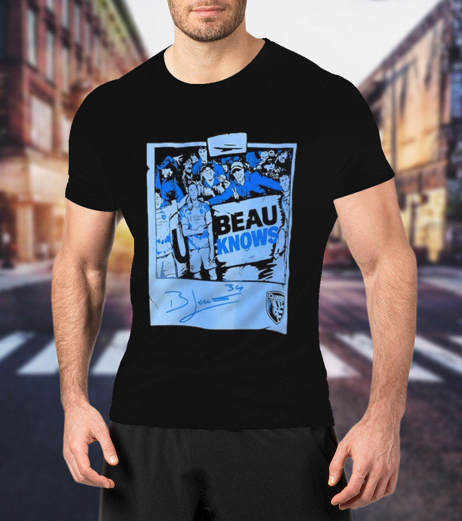 Beau Knows San Jose Earthquakes Soccer Fan Art Blue Signature T-Shirt