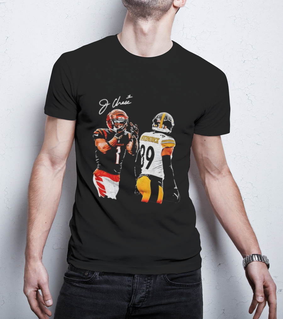 Ja'Marr Chase Vs Minkah Fitzpatrick Cincinnati Bengals Pittsburgh Steelers Football Matchup T-Shirt