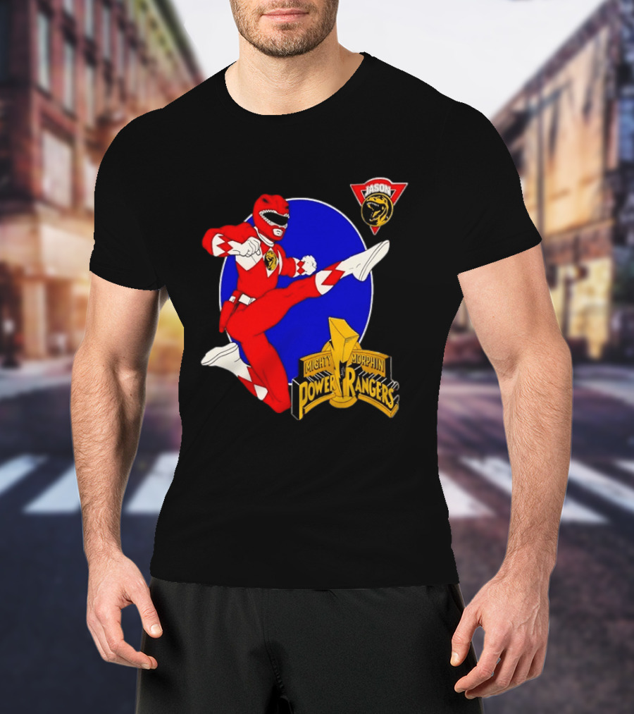Jason Red Ranger Mighty Morphin Power Rangers Iconic Kick Pose Lion T-Shirt