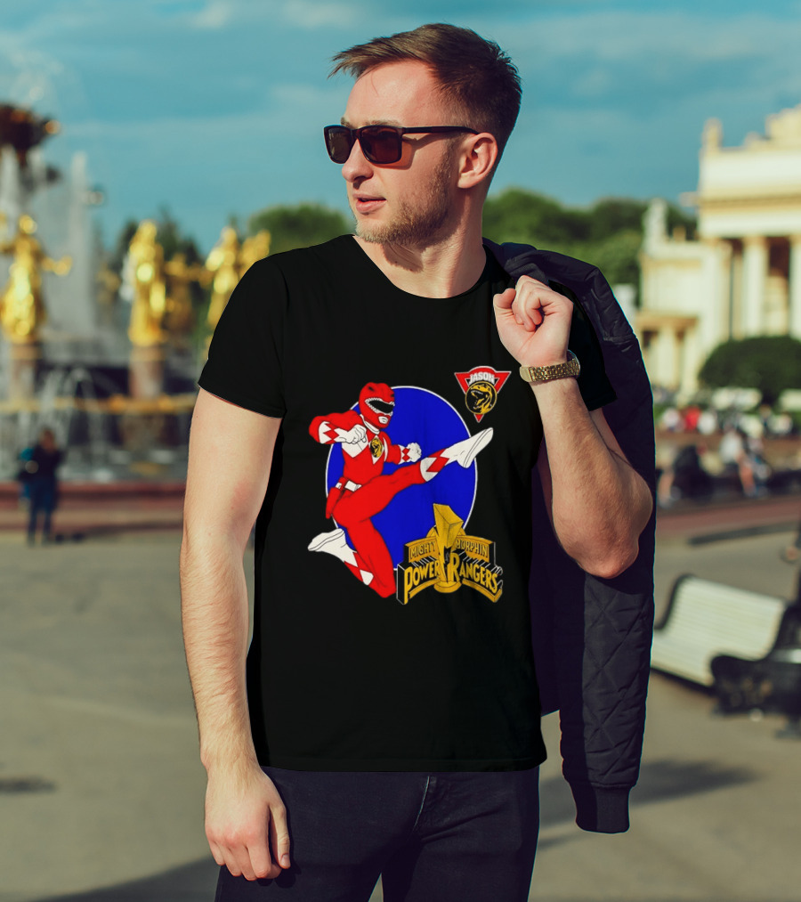 Jason Red Ranger Mighty Morphin Power Rangers Iconic Kick Pose Lion T-Shirt
