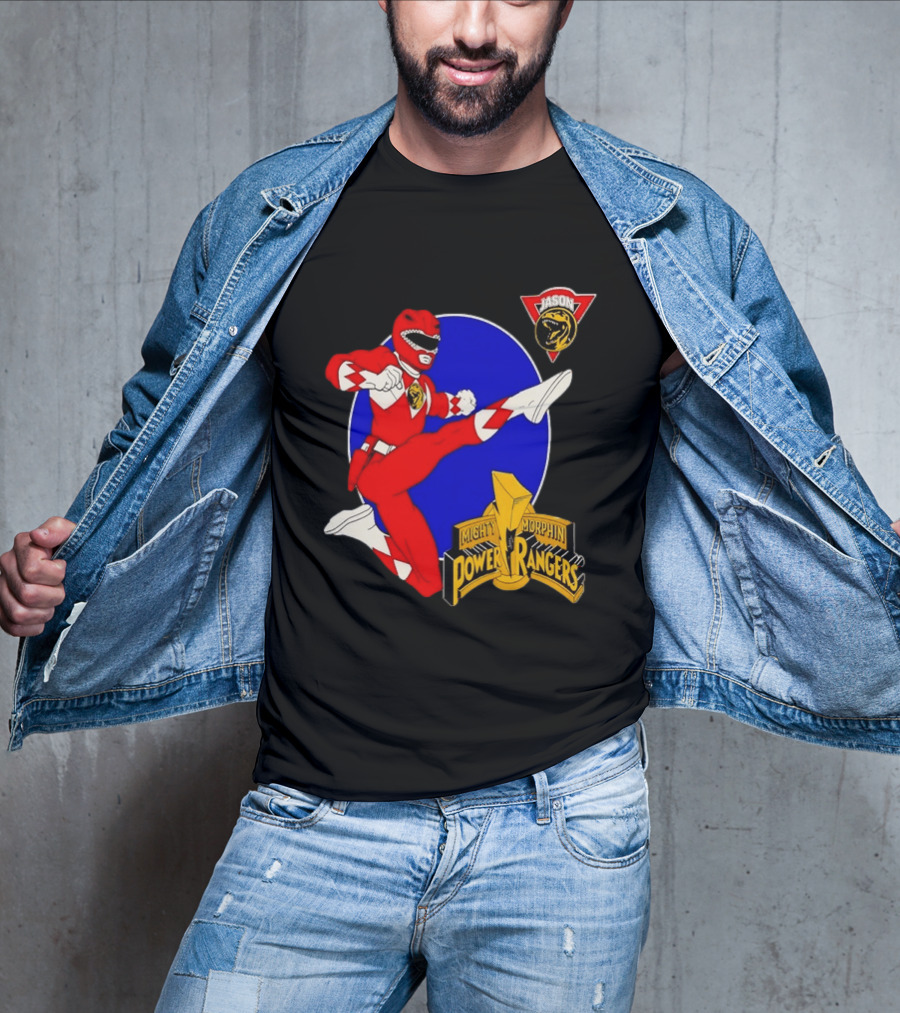 Jason Red Ranger Mighty Morphin Power Rangers Iconic Kick Pose Lion T-Shirt