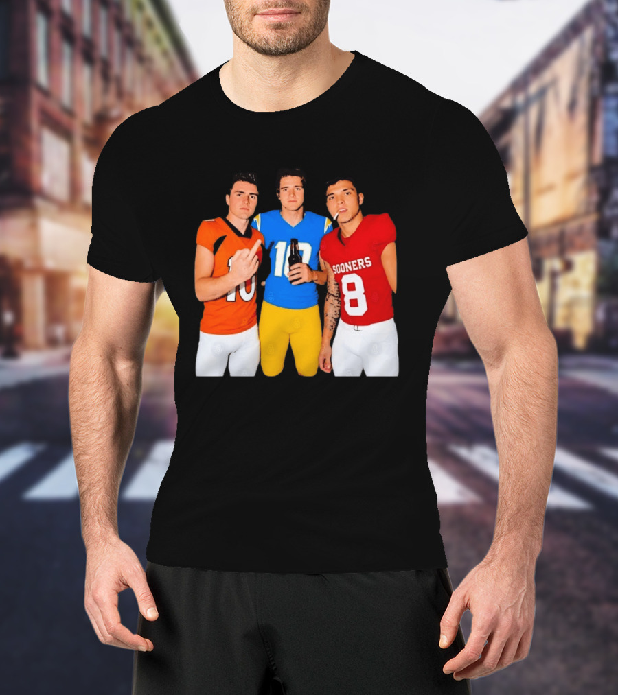 Bo Nix Justin Herbert Dillon Gabriel Football Players Gesture And Cigarette T-Shirt