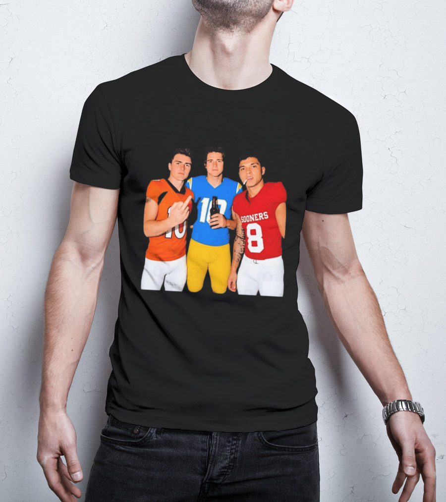 Bo Nix Justin Herbert Dillon Gabriel Football Players Gesture And Cigarette T-Shirt