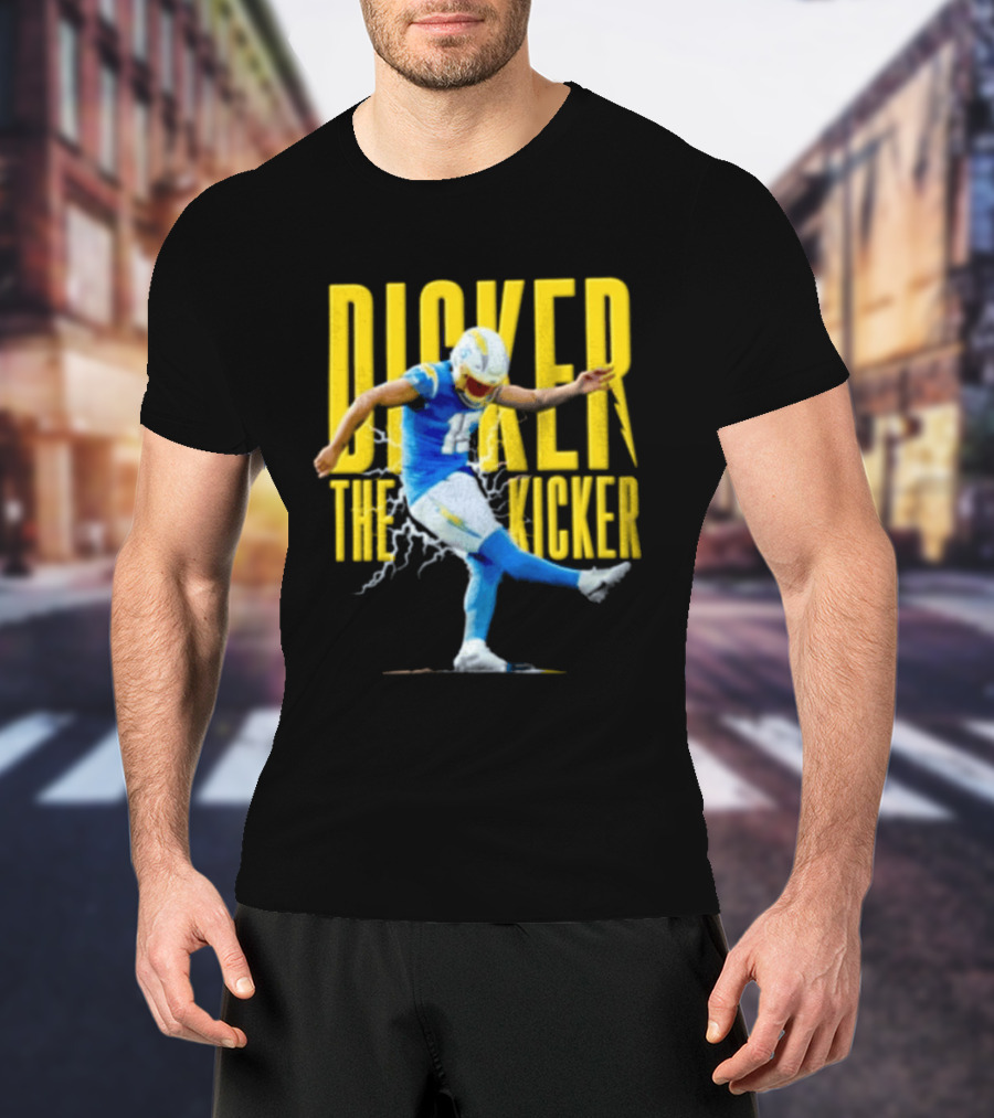Cameron Dicker The Kicker Football Action Blue And Yellow T-Shirt