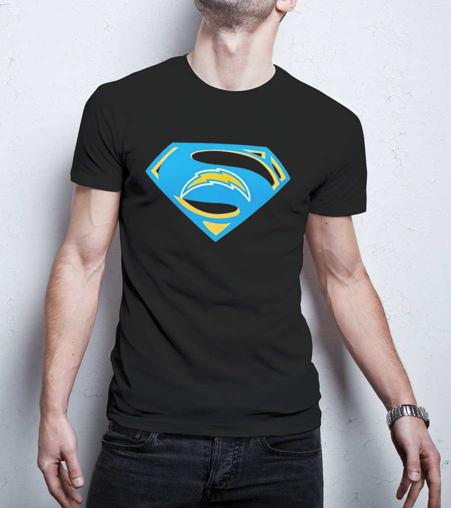 Los Angeles Chargers Superman Logo NFL Football Fan Gear T-Shirt