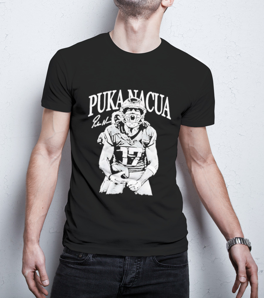 Los Angeles Rams Puka Nacua Number 17 NFL Player Signature T-Shirt
