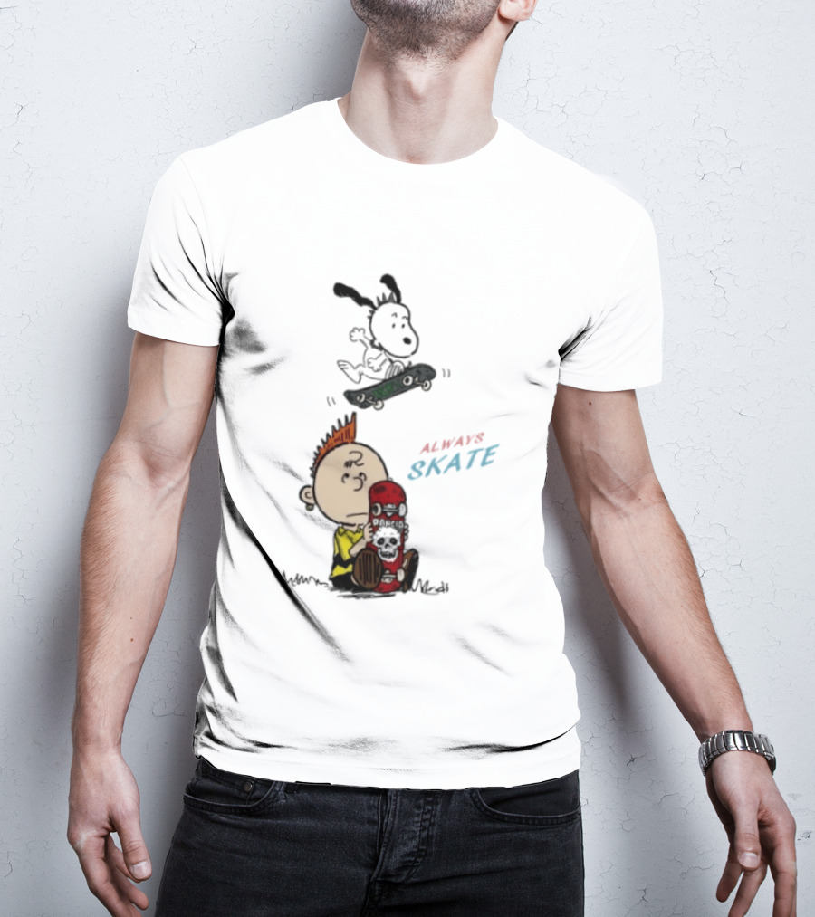 Charlie Brown Snoopy Always Skate NOFX Rancid T-Shirt