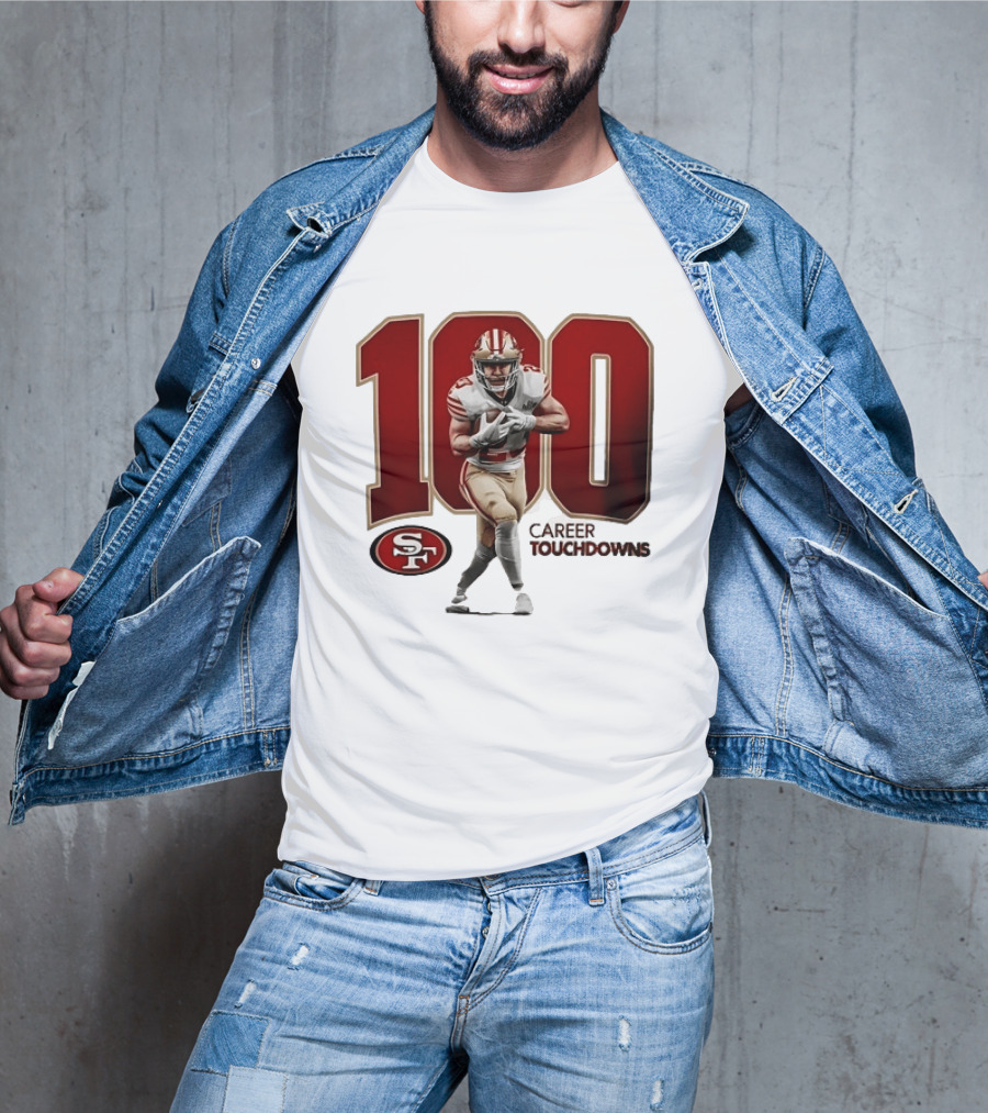 Christian McCaffrey 49ers 100 Career Touchdowns T-Shirt