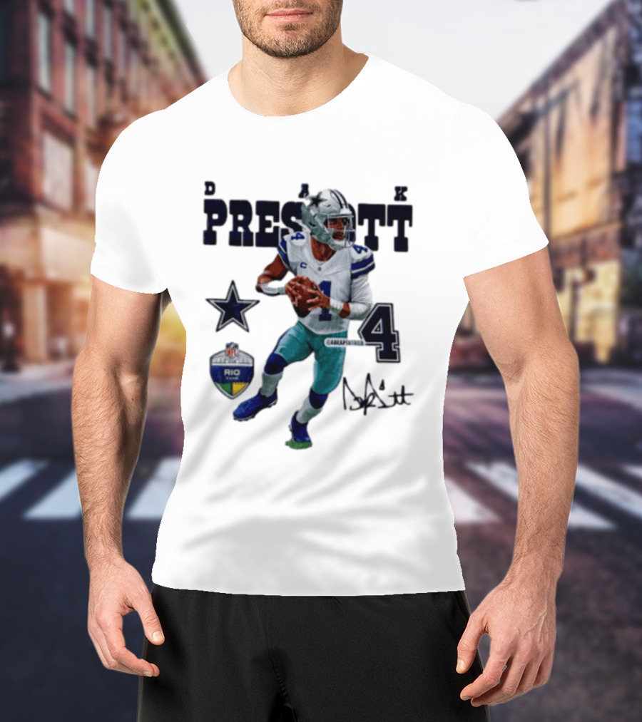 Dak Prescott Dallas Cowboys Quarterback 2026 Football Star Number 4 T-Shirt