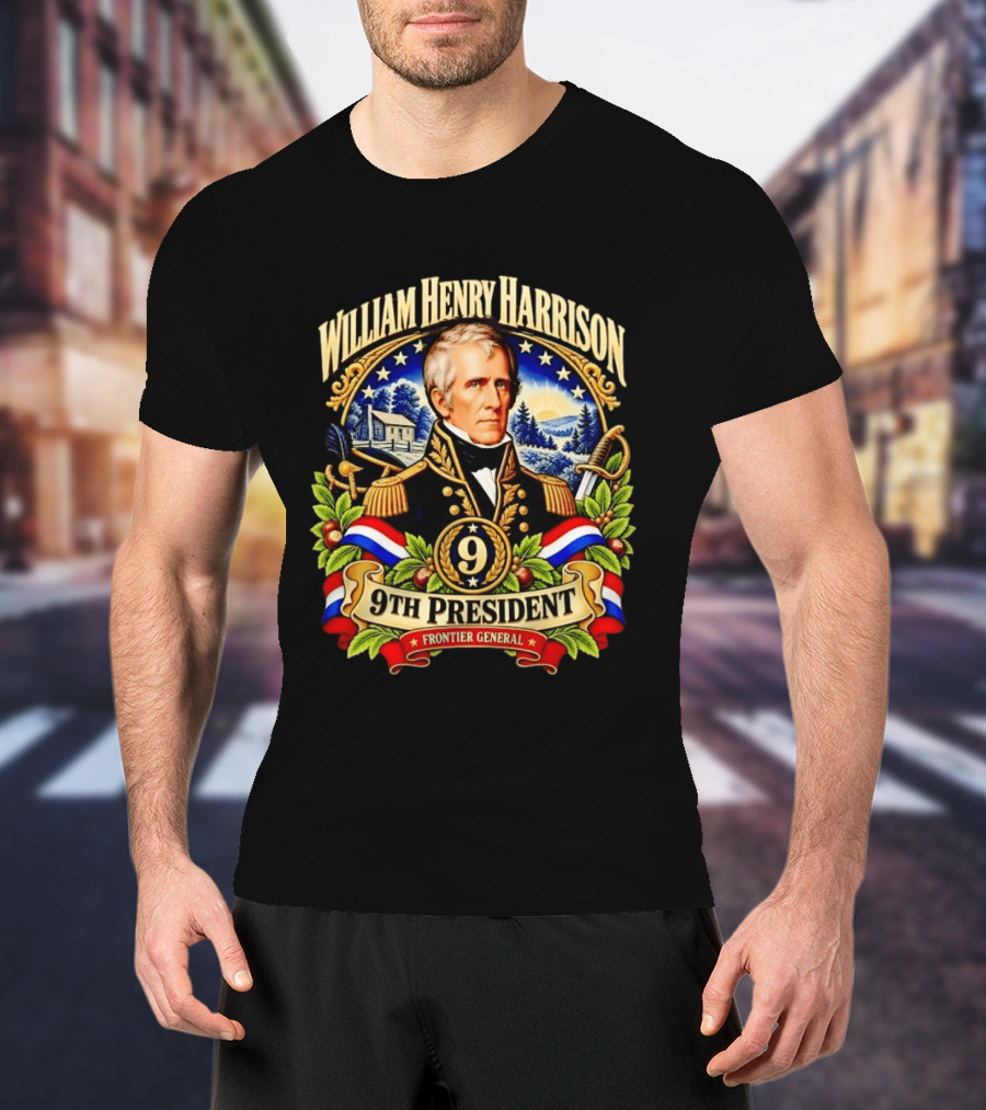 William Henry Harrison 9th President Frontier General Historical T-Shirt