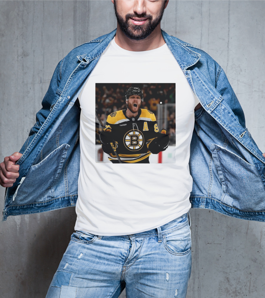 David Pastrnak Bruins Captain Announcement With Iconic Team Jersey Celebration T-Shirt