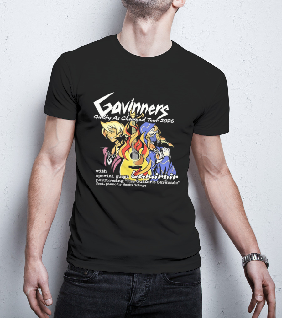 Gavinners Guilty As Charged Tour 2026 Special Guest Lamiroir Performing The Guitar's Serenade Machi Tobaye T-Shirt