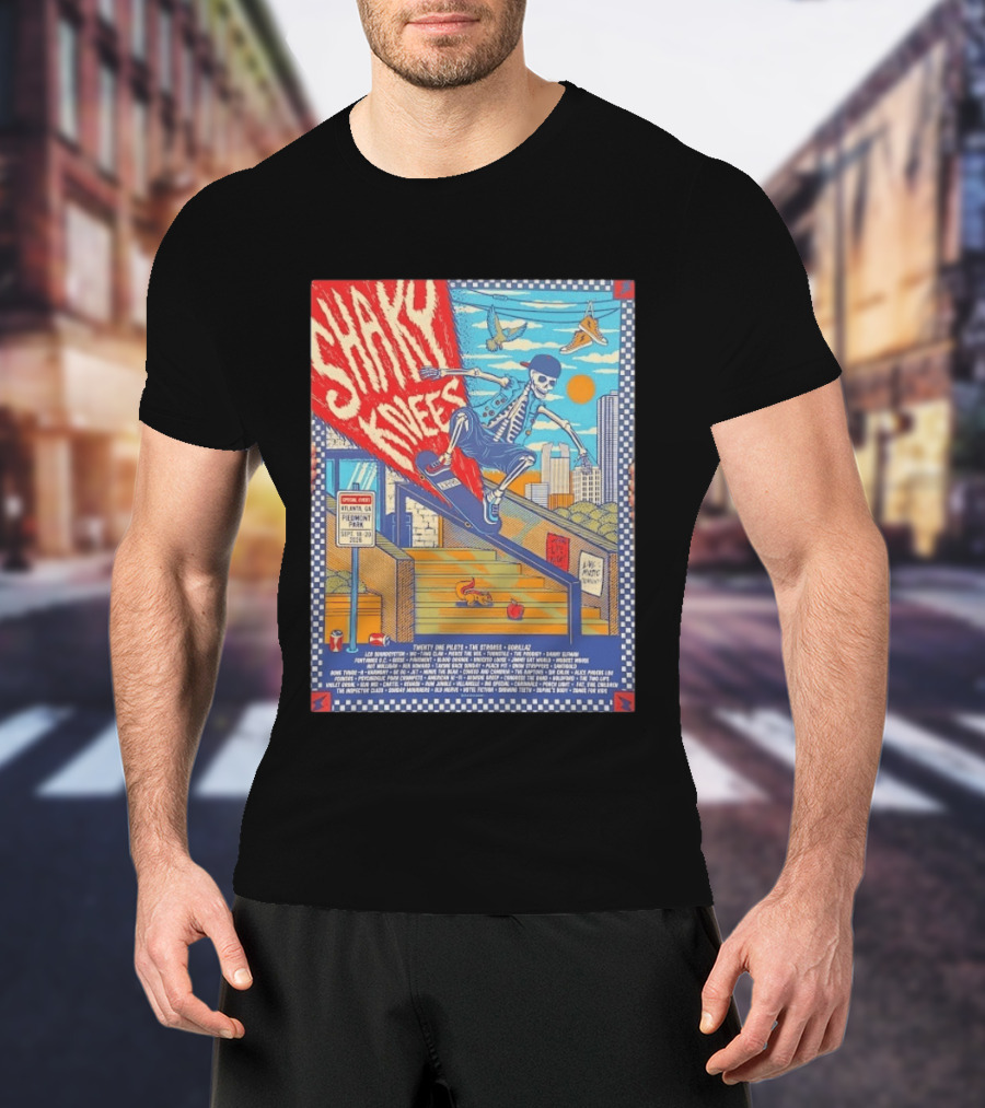 Shaky Knees Music Festival 2026 Atlanta Piedmont Park Lineup Featuring Twenty One Pilots The Strokes Gorillaz T-Shirt