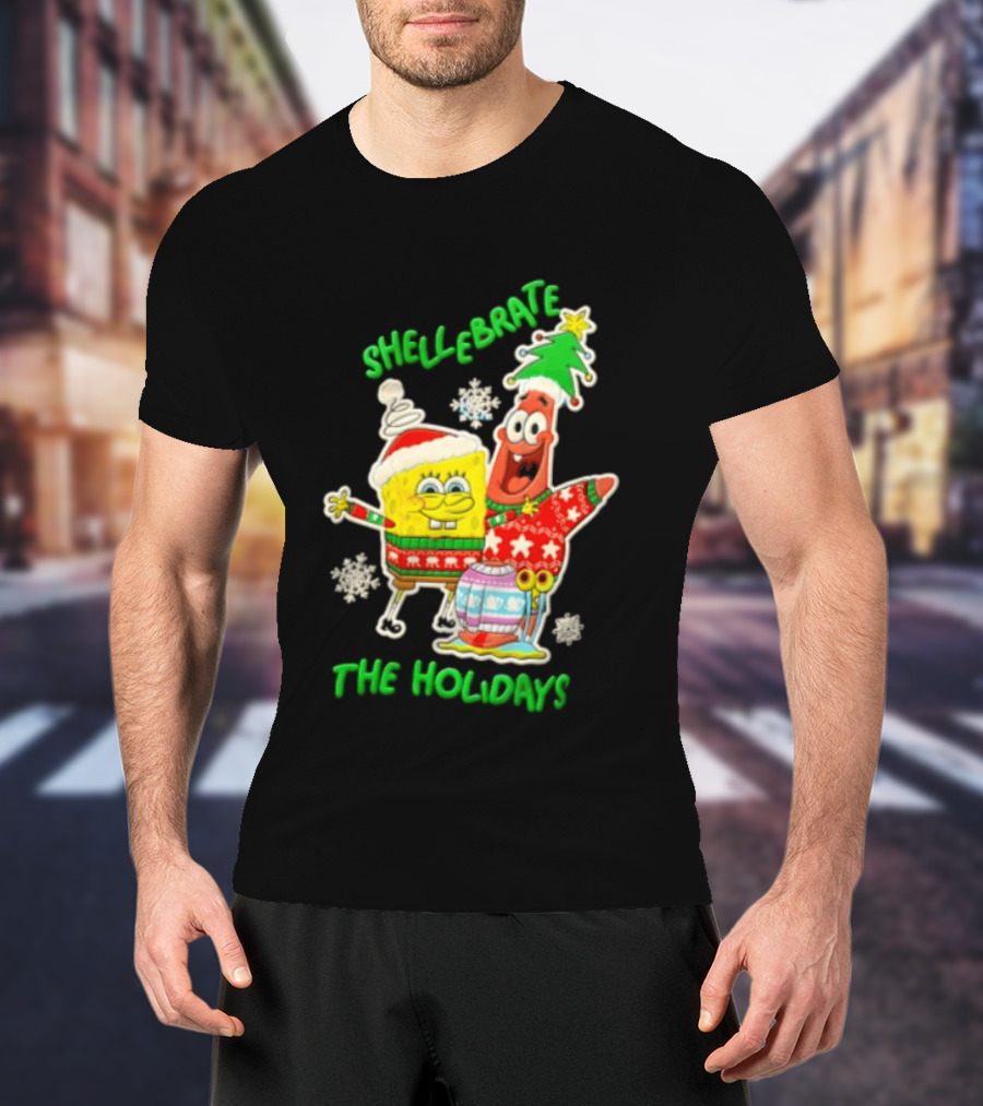 Shellebrate The Holidays With SpongeBob SquarePants And Patrick Star Festive Sweaters T-Shirt