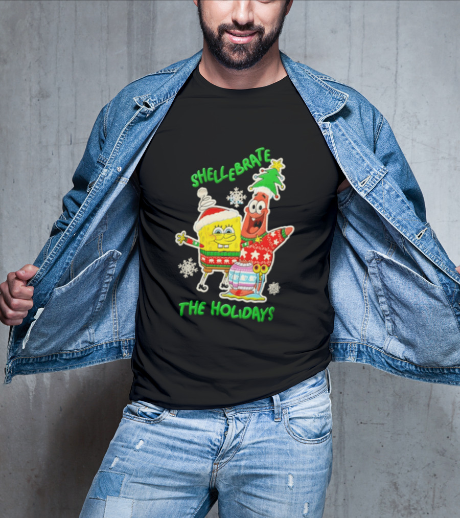 Shellebrate The Holidays With SpongeBob SquarePants And Patrick Star Festive Sweaters T-Shirt