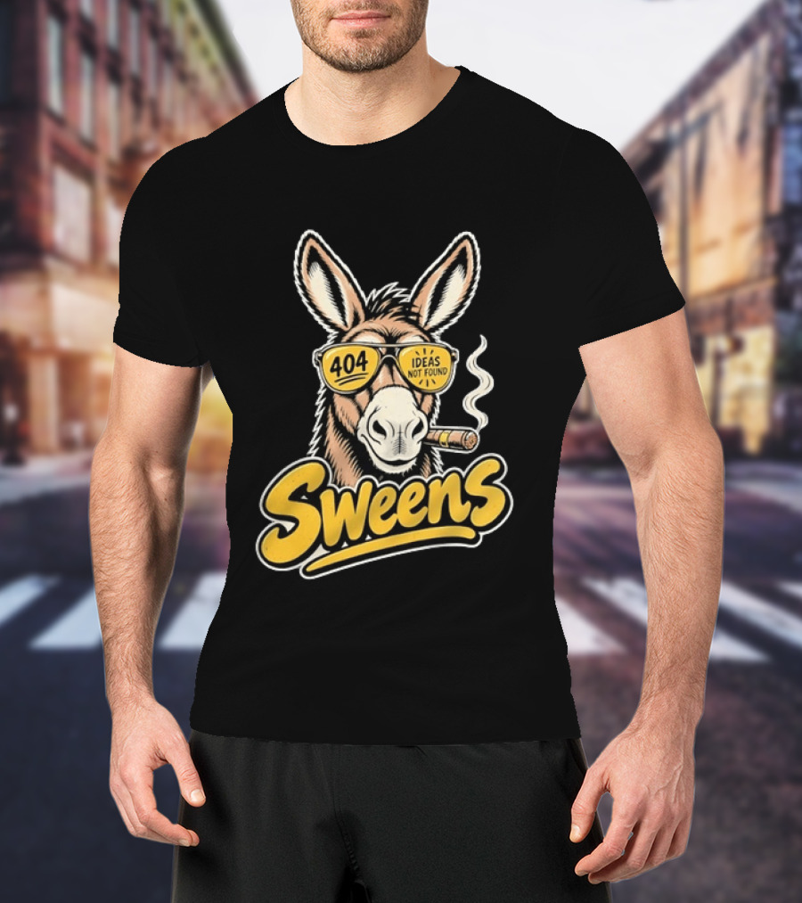 SweenS 404 Ideas Not Found Donkey Cigar Smoking Sunglasses T-Shirt