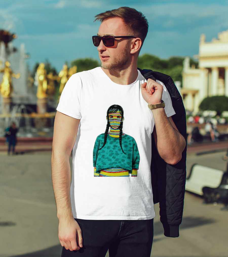 Sicko Last Spring Japan Kai Cenat Striped Face And Braids T-Shirt