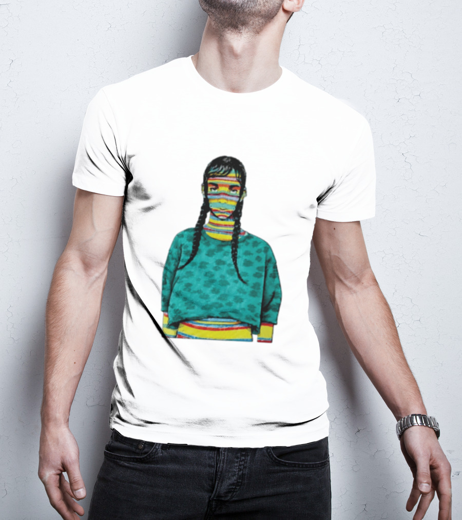 Sicko Last Spring Japan Kai Cenat Striped Face And Braids T-Shirt