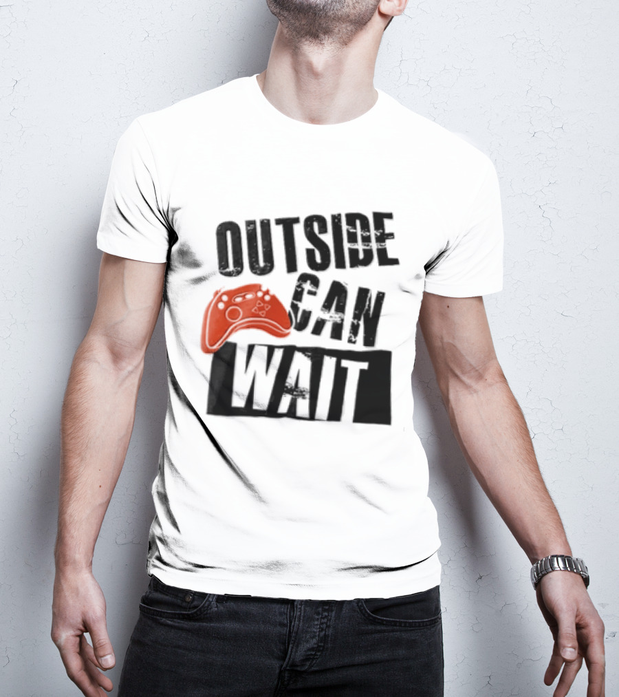 Outside Can Wait Video Game Controller T-Shirt