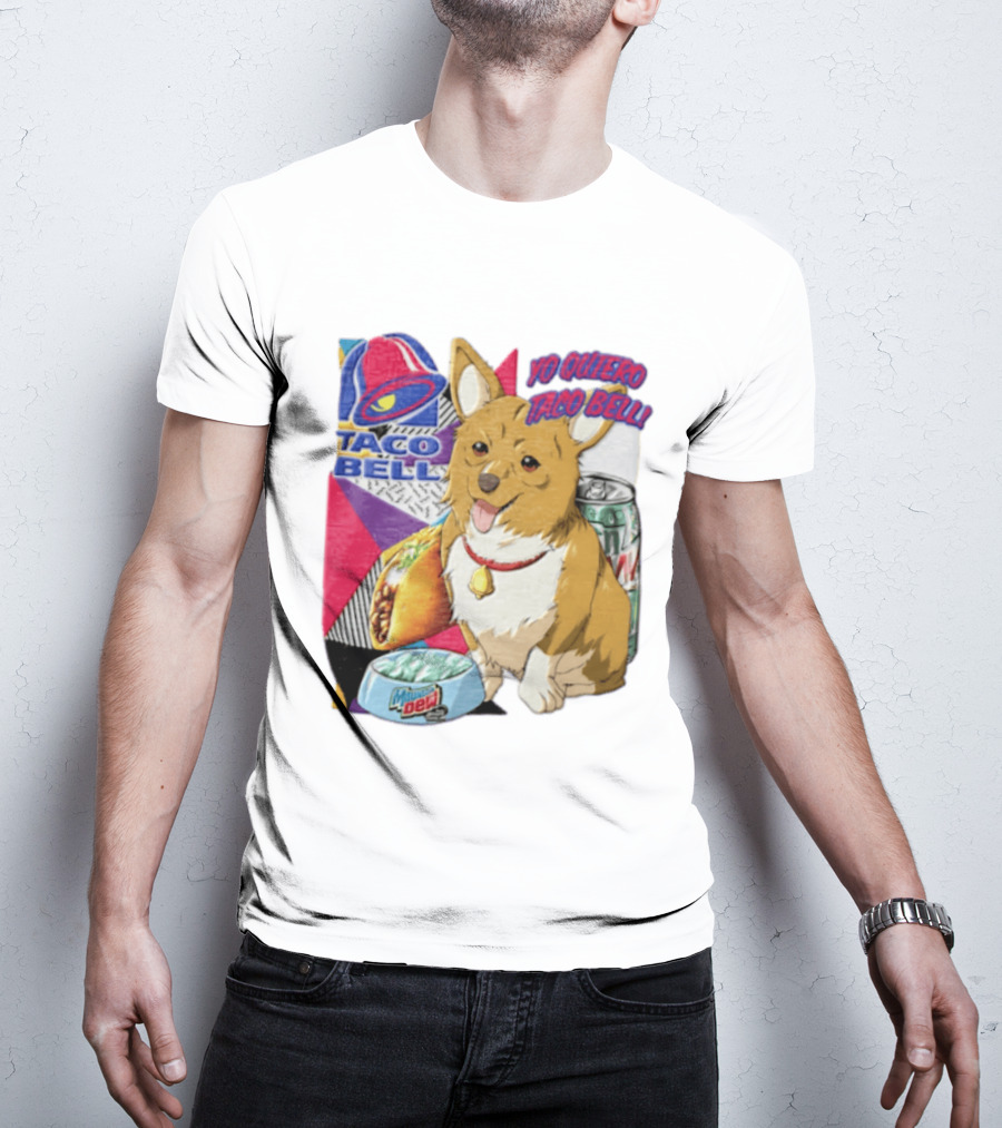 Taco Bell Yo Quiero Taco Bell Brown Corgi Dog Mountain Dew T-Shirt