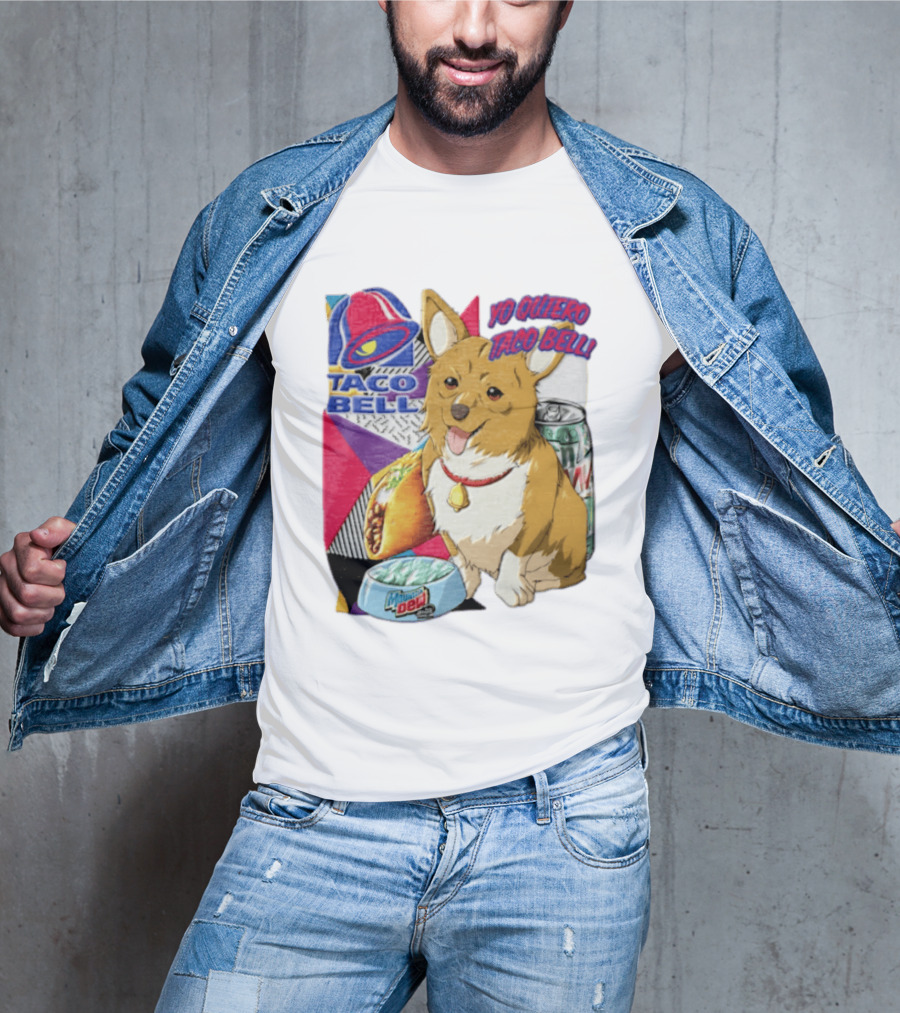 Taco Bell Yo Quiero Taco Bell Brown Corgi Dog Mountain Dew T-Shirt