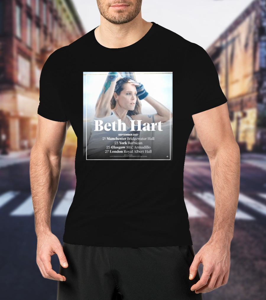 Beth Hart September 2027 UK Concerts Manchester York Glasgow London Tour Dates T-Shirt