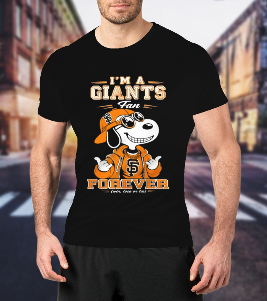 Snoopy I'm A Giants Fan Forever San Francisco Peanuts Baseball T-Shirt