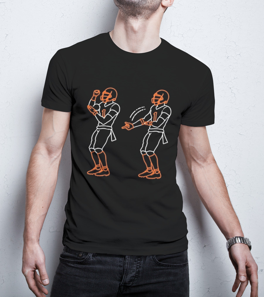 Justin Fields Chicago Bears Number 1 Player Celebration Gesture T-Shirt