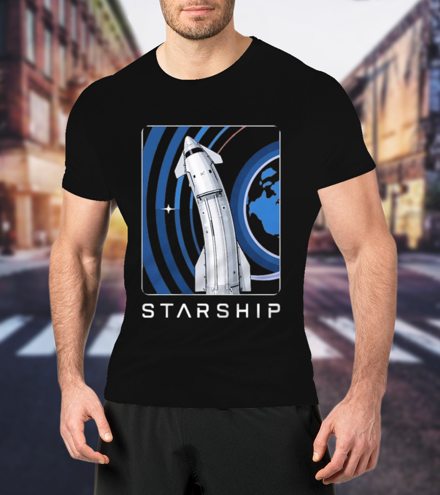 Starship Orbital Flight SpaceX Earth Trajectory T-Shirt