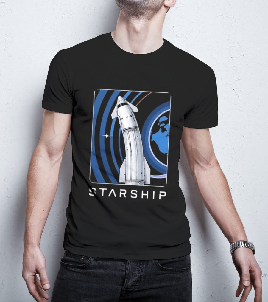 Starship Orbital Flight SpaceX Earth Trajectory T-Shirt