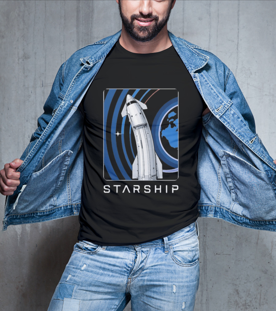 Starship Orbital Flight SpaceX Earth Trajectory T-Shirt