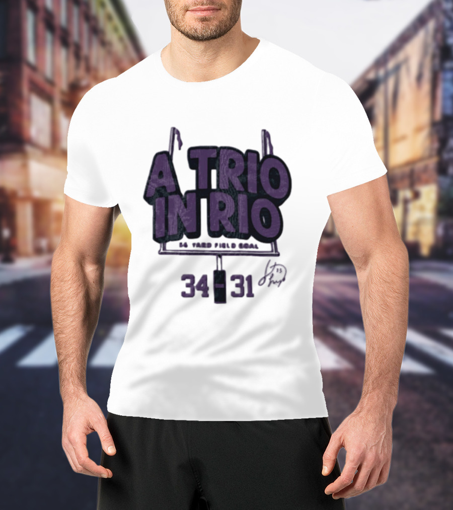 A Trio In Rio 34 31 Baltimore Ravens Victory Celebration T-Shirt