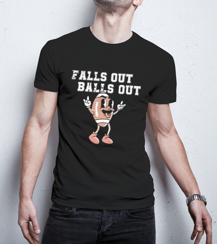 Falls Out Balls Out Football Cartoon T-Shirt