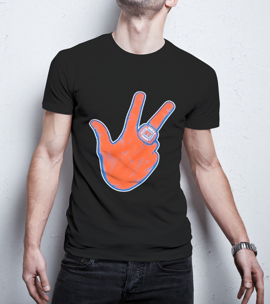 New York Knicks World Champs Victory Hand Sign With Ring NY Sports T-Shirt