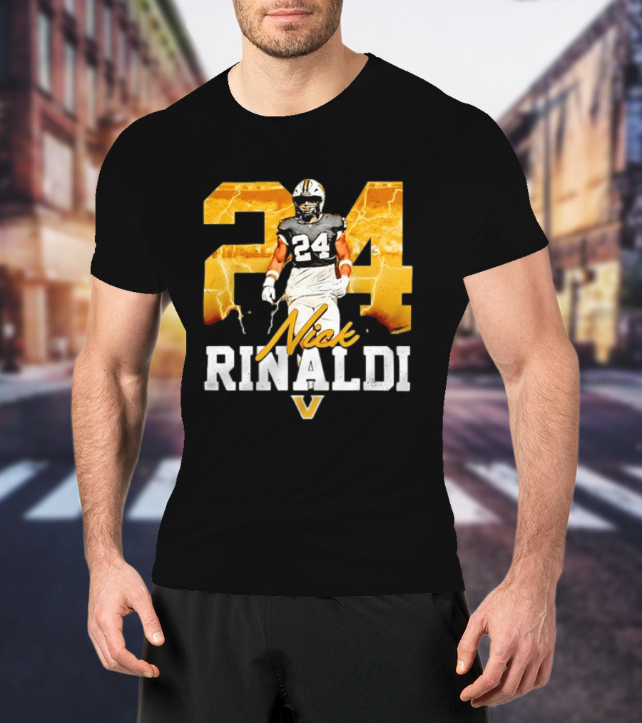 Nick Rinaldi 24 Vanderbilt Commodores NCAA Football Lightning T-Shirt