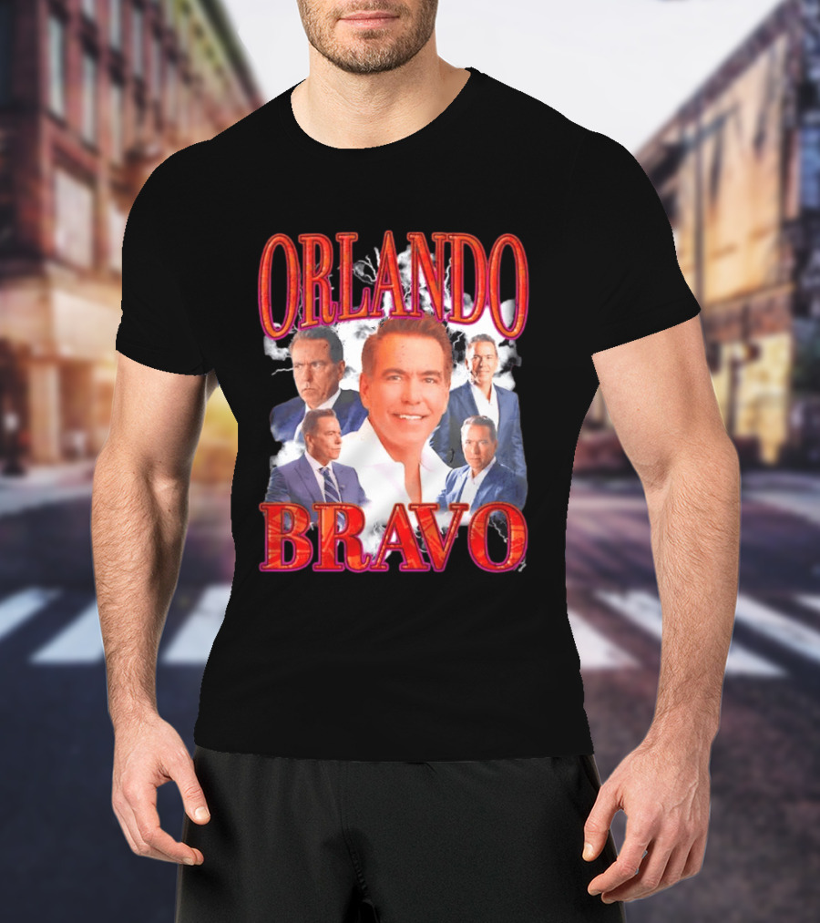Orlando Bravo Red Text Multiple Portraits T-Shirt