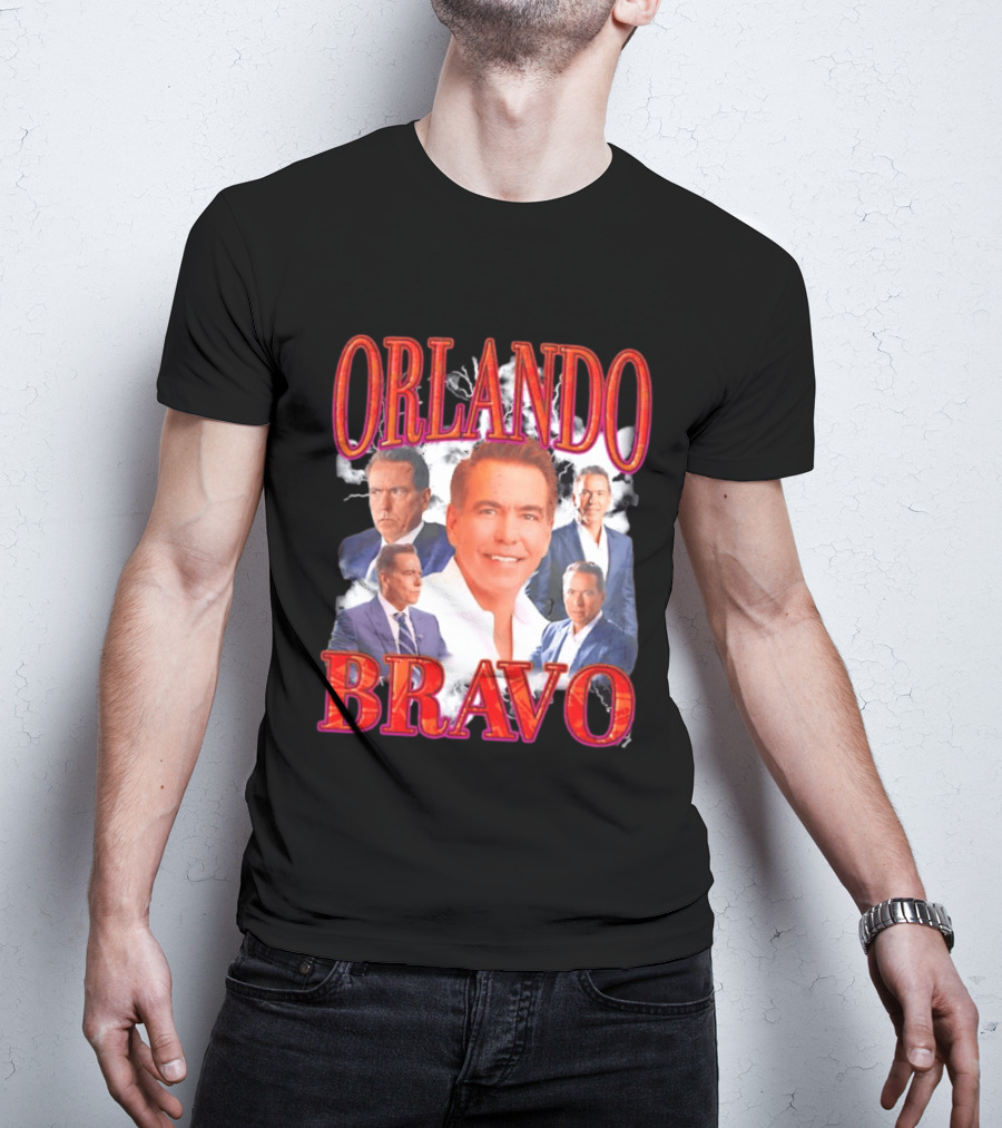 Orlando Bravo Red Text Multiple Portraits T-Shirt