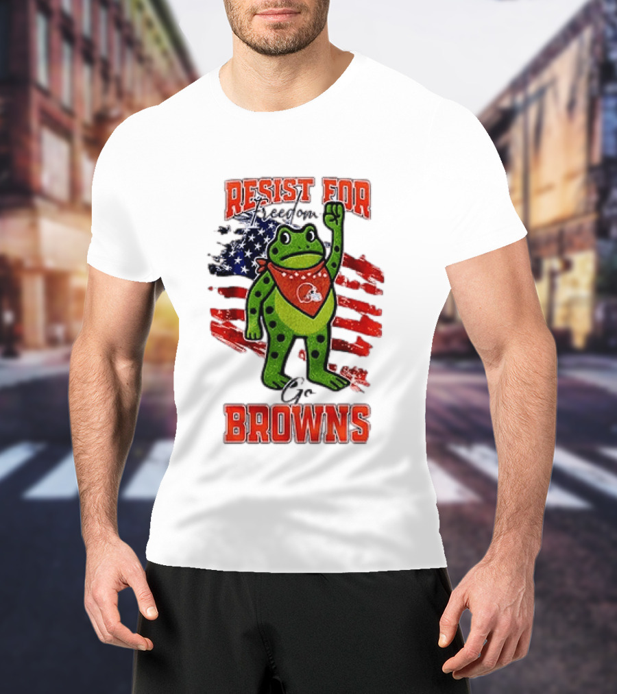 Resist For Cleveland Browns Portland Frog American Flag T-Shirt