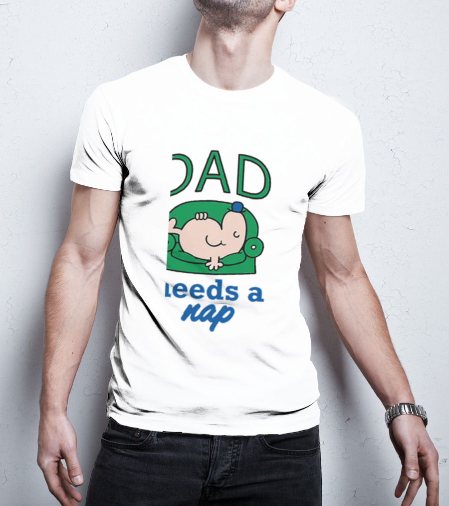 Dad Needs A Nap Cute Cartoon Sleeping Couch T-Shirt