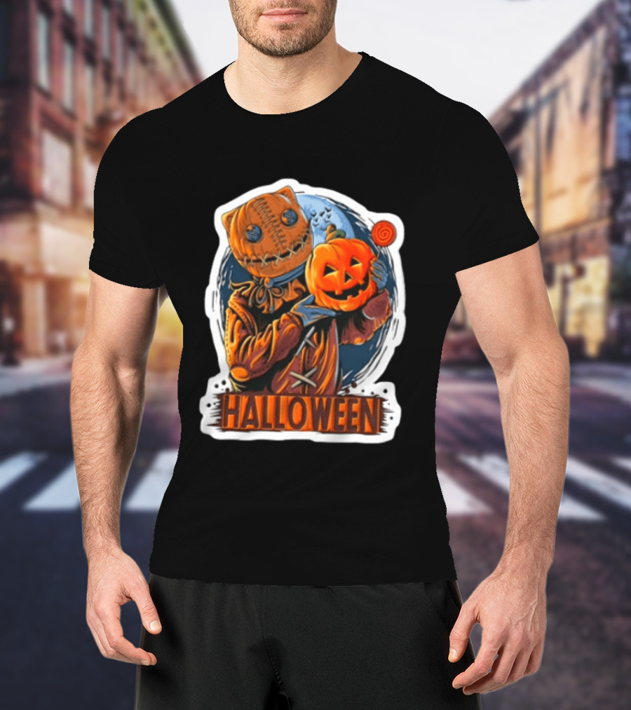 Halloween Sackman Pumpkin Lollipop Full Moon T-Shirt
