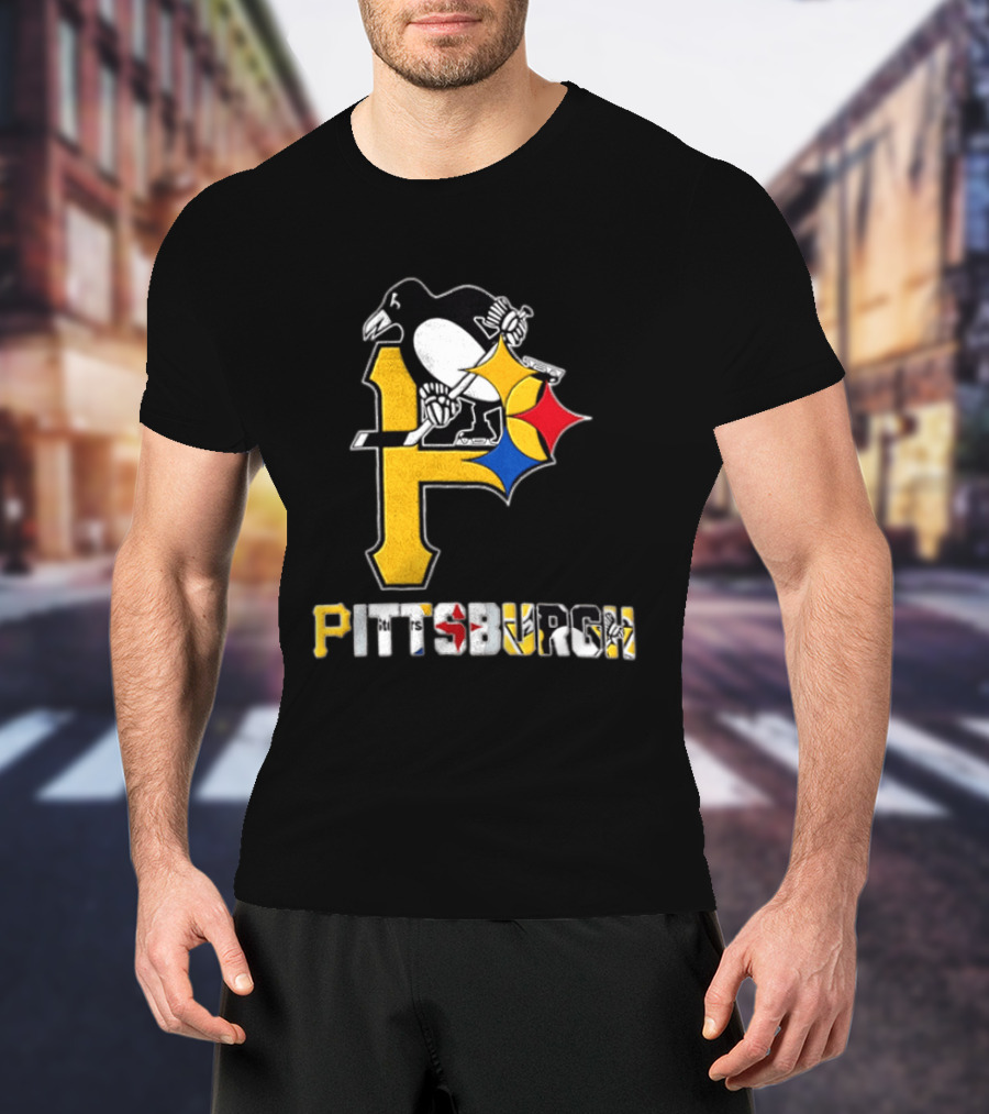 Pittsburgh Penguins Steelers P Logo Sport Map Iconic Team T-Shirt
