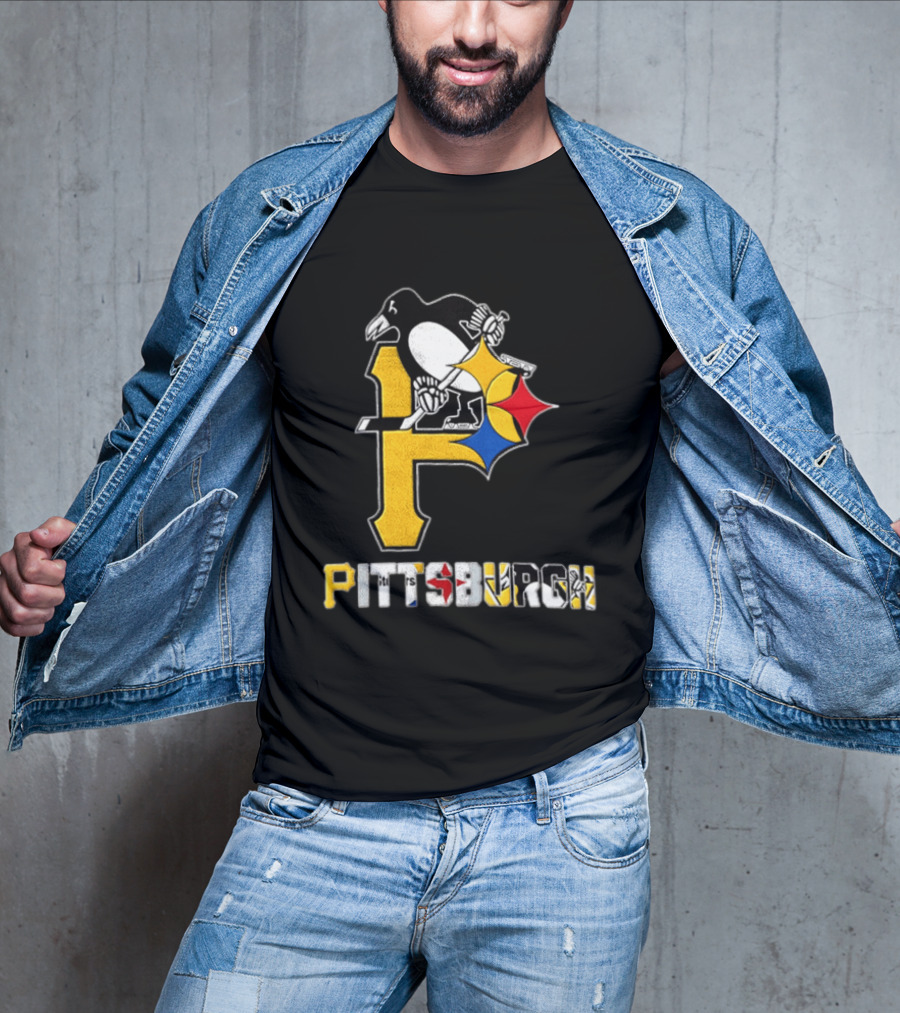 Pittsburgh Penguins Steelers P Logo Sport Map Iconic Team T-Shirt