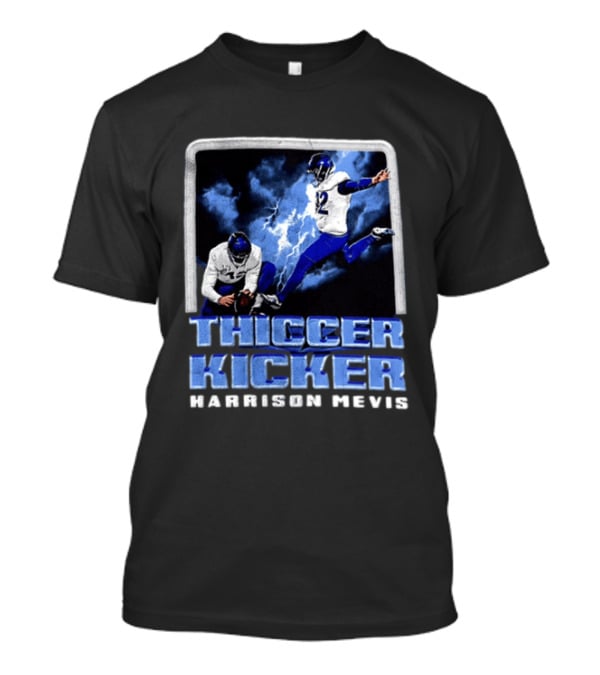 Harrison Mevis Thiccer Kicker Football Action And Lightning T-Shirt