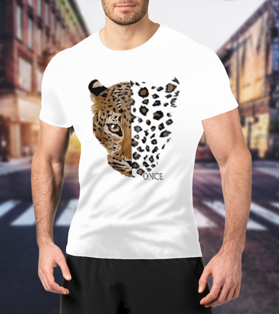 Once Leopard Face Half Animal Half Spots T-Shirt