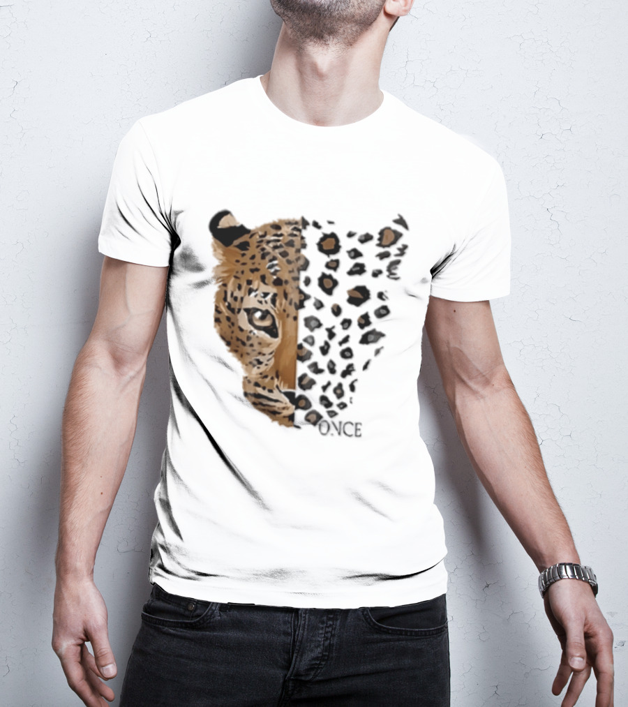 Once Leopard Face Half Animal Half Spots T-Shirt