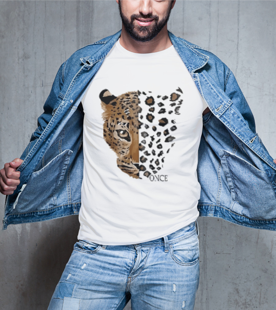 Once Leopard Face Half Animal Half Spots T-Shirt