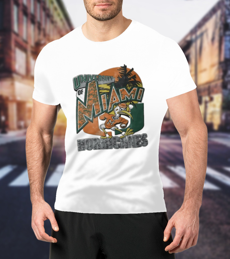 University Of Miami Hurricanes Sebastian Ibis Palm Tree T-Shirt