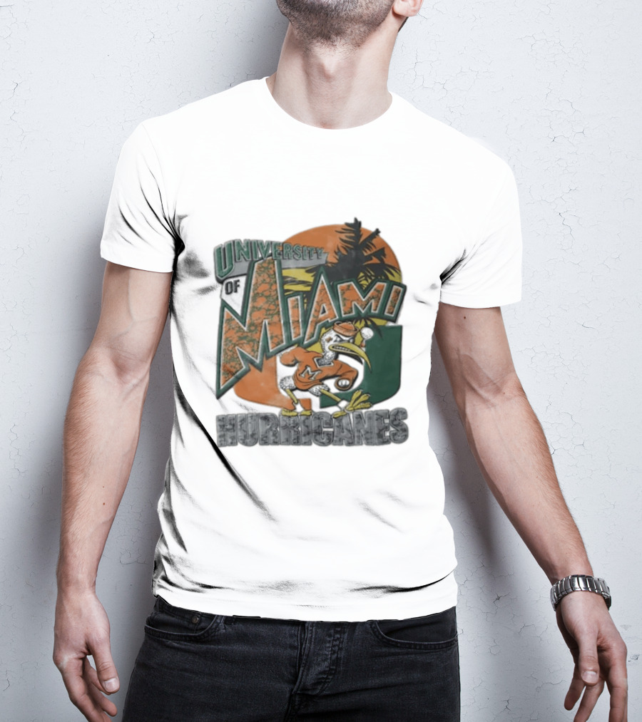 University Of Miami Hurricanes Sebastian Ibis Palm Tree T-Shirt