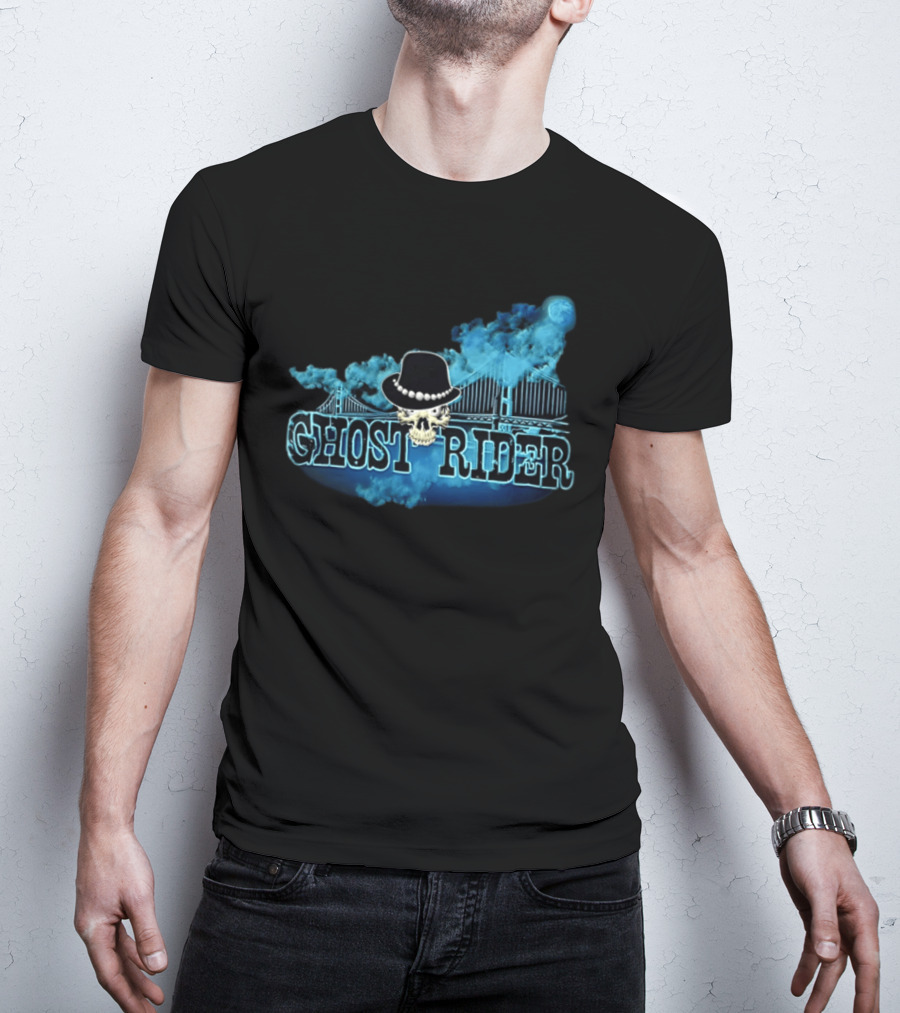 Ghost Rider Skull Bridge Smoke Moon Hat T-Shirt