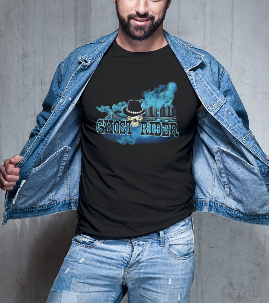 Ghost Rider Skull Bridge Smoke Moon Hat T-Shirt